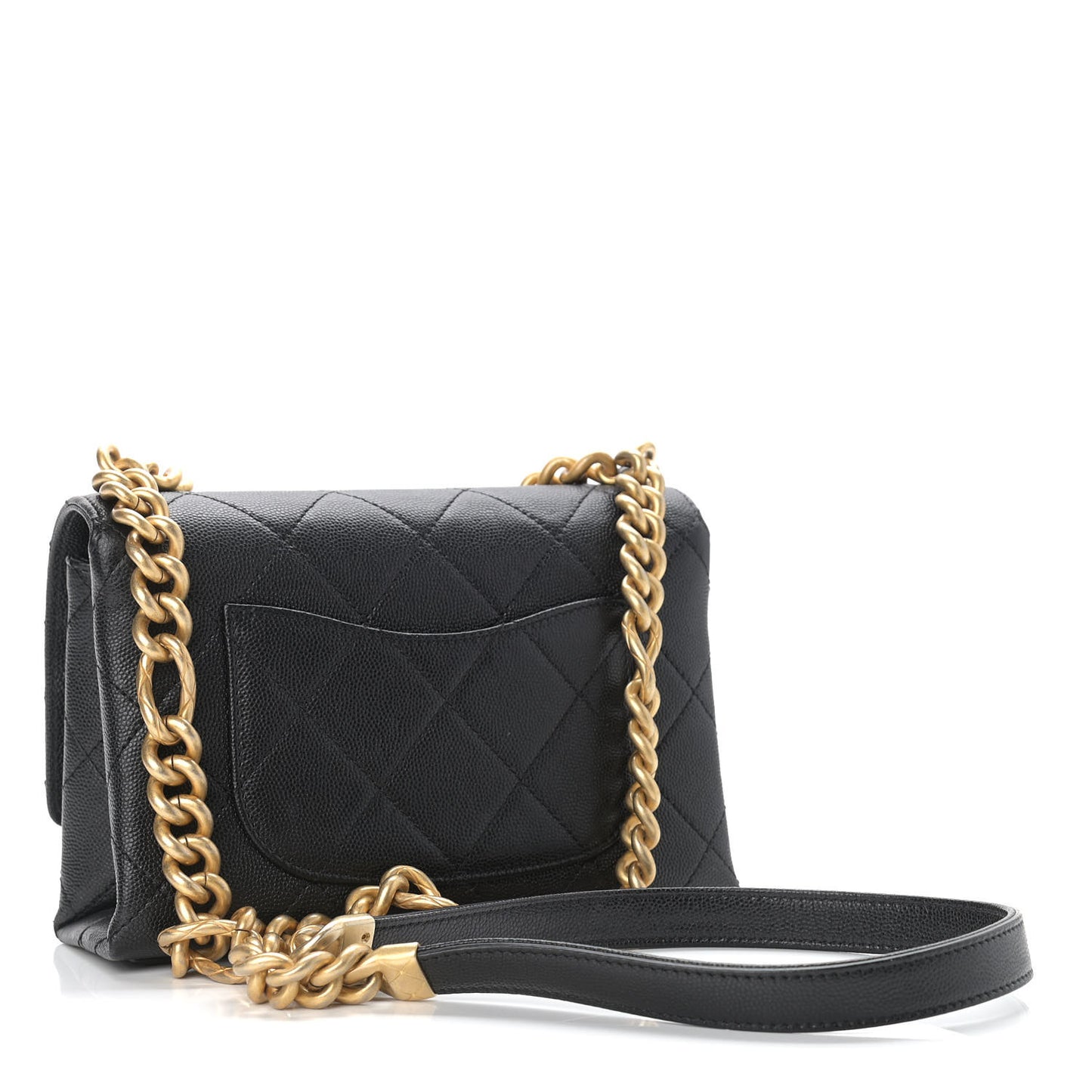 Caviar Quilted Mini Bracelet On Chain Flap Black