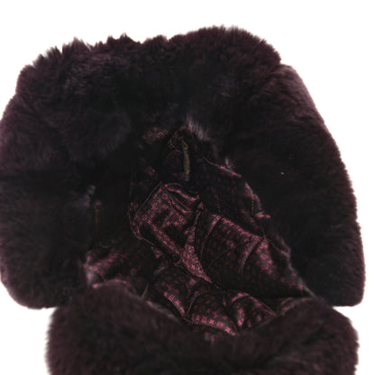 Louis Vuitton Monogram Silk Nylon Rabbit Fur Hat S Burgundy 6 of 7