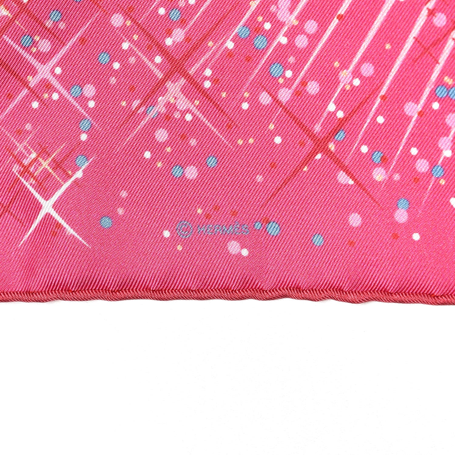 Hermes Silk Magic Kelly Pocket Square Scarf Rose Vif Rose Pale Rouge 4 of 6