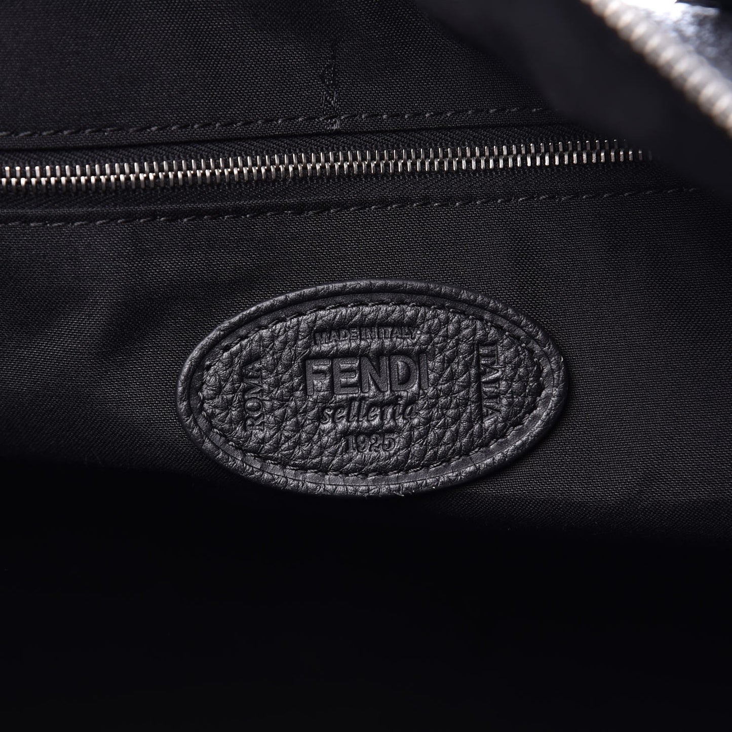 Cuoio Romano Selleria Fendi Stamp Patch Holdall Bag Black Grigio