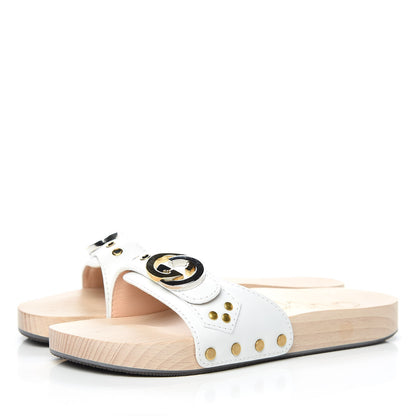 Gucci Calfskin Interlocking G Slide Sandals 36 Great White 3 of 9