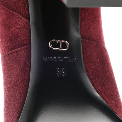 Christian Dior Suede Knee High Boots 39 Burgundy 6 of 9