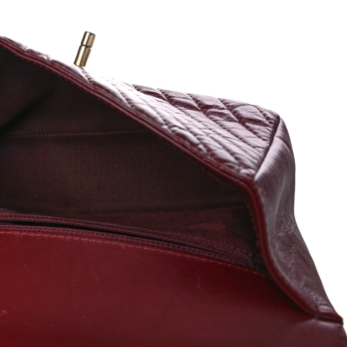 Calfskin Chevron Quilted Top Handle Flap Red