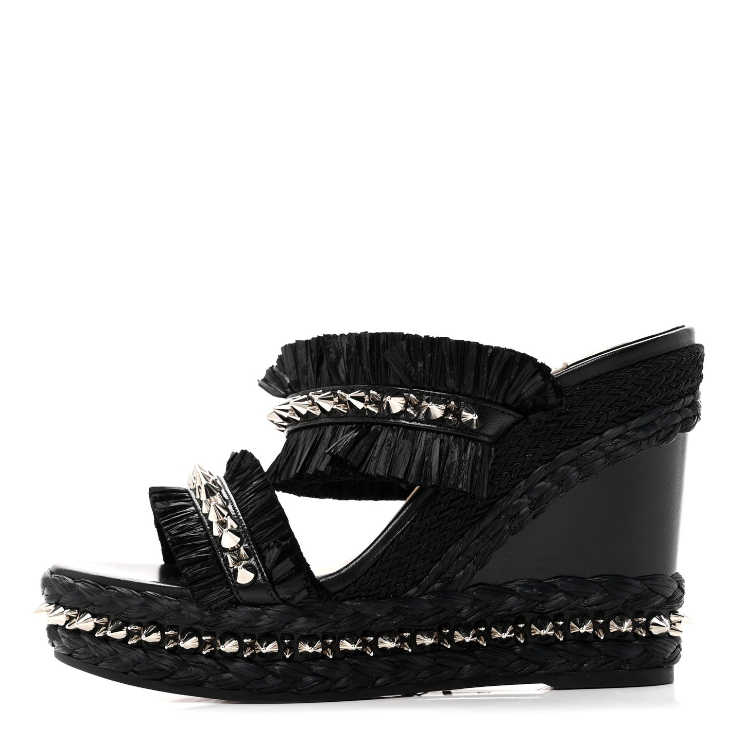 Calfskin Raffia Marivodu Sandals 37 Black