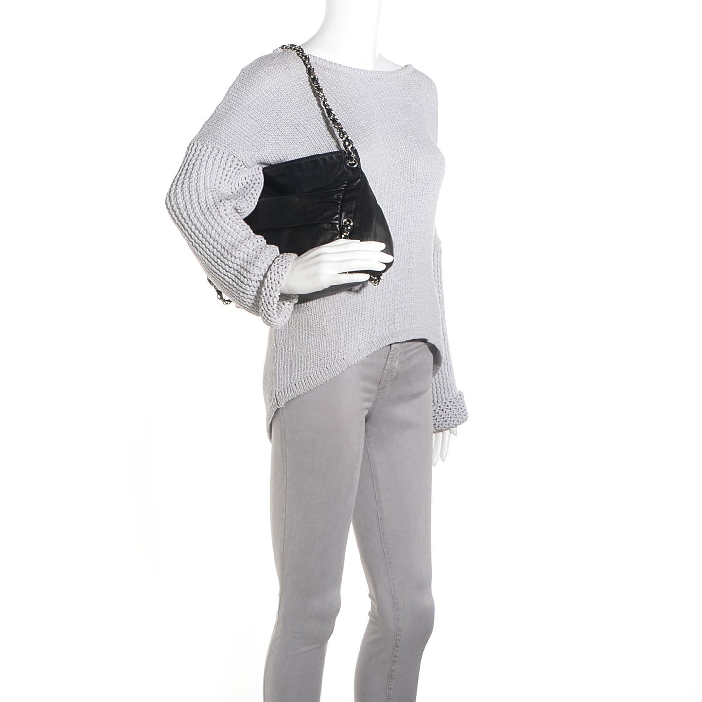 Lambskin Small Sharpei Shoulder Bag Black