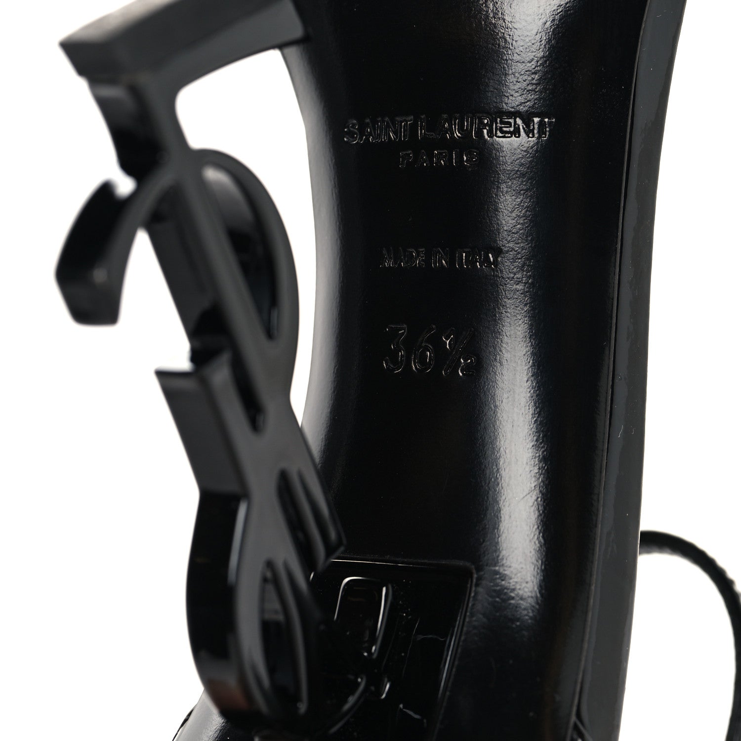 Saint Laurent Patent Calfskin Opyum 110 Sandals 36.5 Black 7 of 9