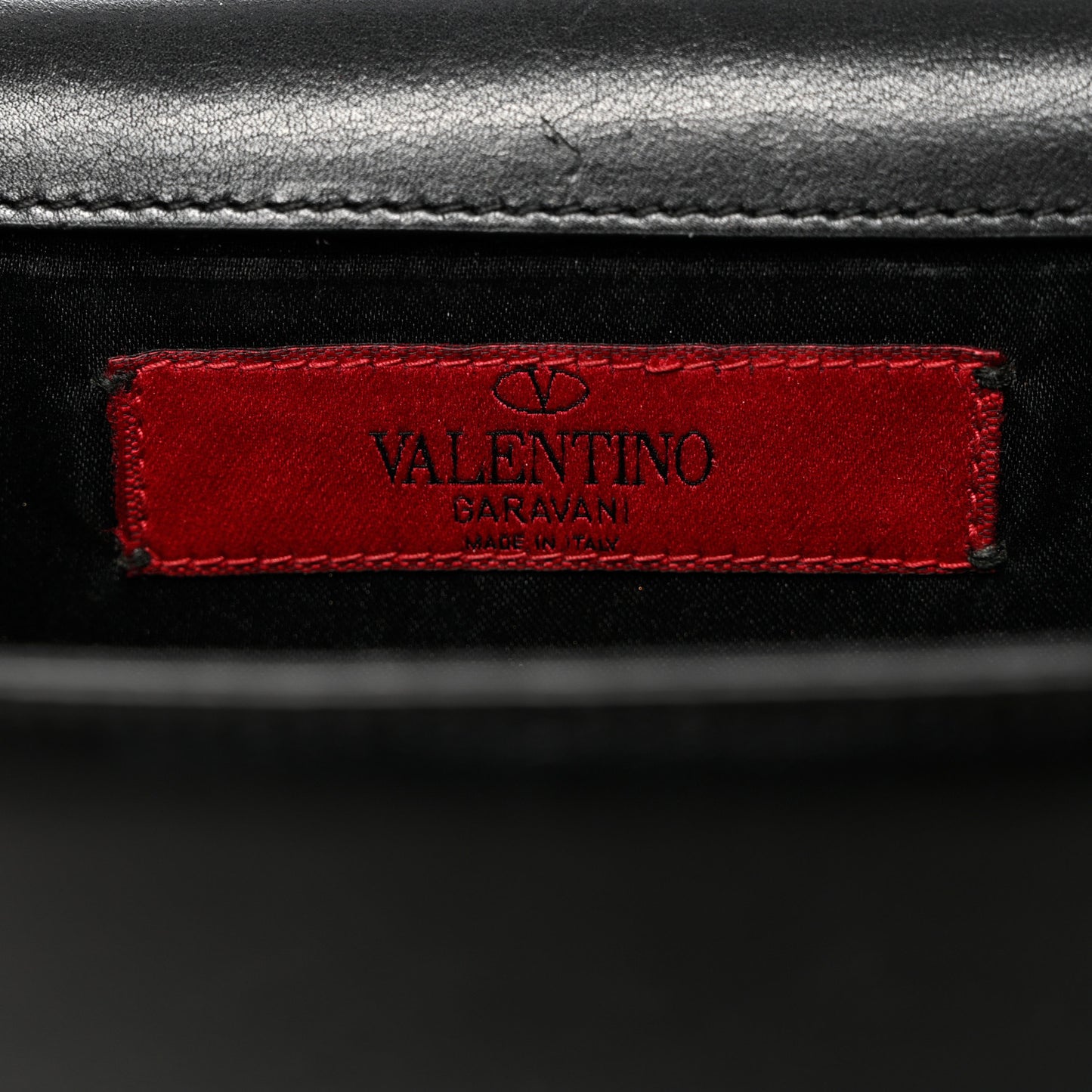 Vitello Mini Rockstud Flap Wallet on Strap Black