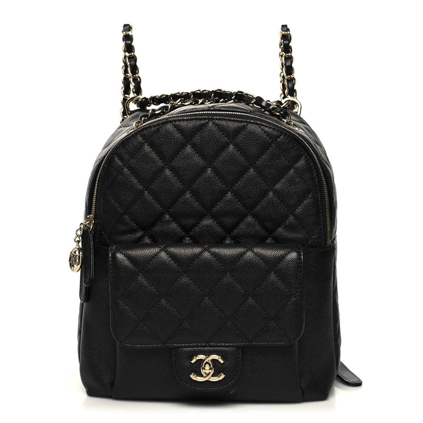 Caviar Quilted Medium Zip Around Backpack Black