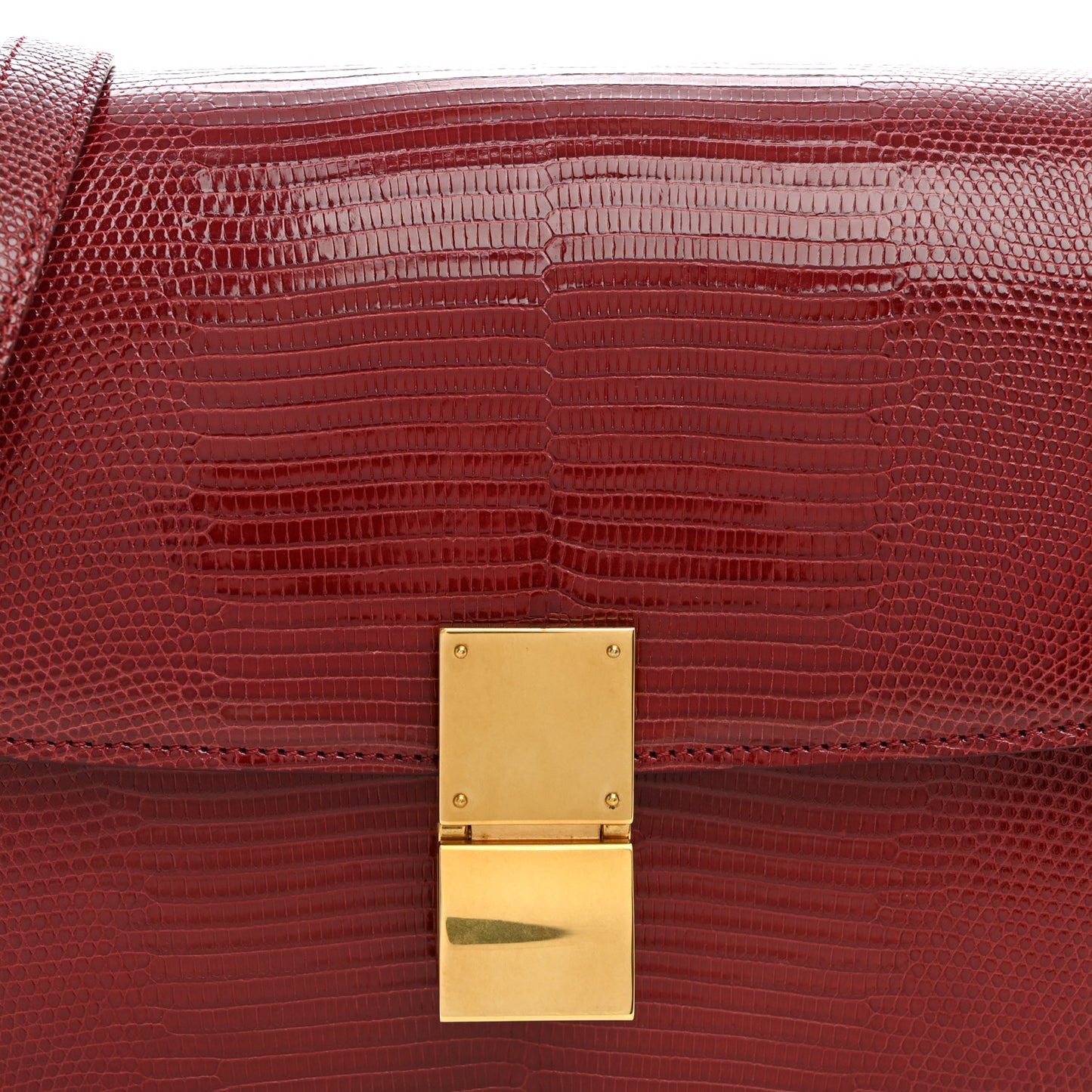 Lizard Medium Classic Box Flap Bag Ruby