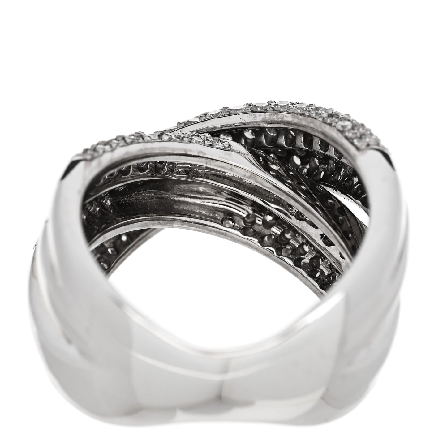 18K White Gold Diamond 1.75ctw Crossover Band Ring 58 8.25