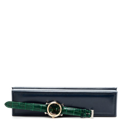 Chopard Stainless Steel 18K Rose Gold Alligator 5 Diamond 36mm Happy Sport Quartz Watch Green 5 of 5