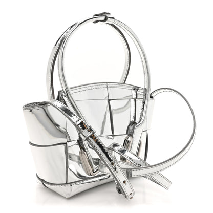 Bottega Veneta Mirror Laminated Nappa Maxi Intrecciato Mini Arco  Silver 3 of 12