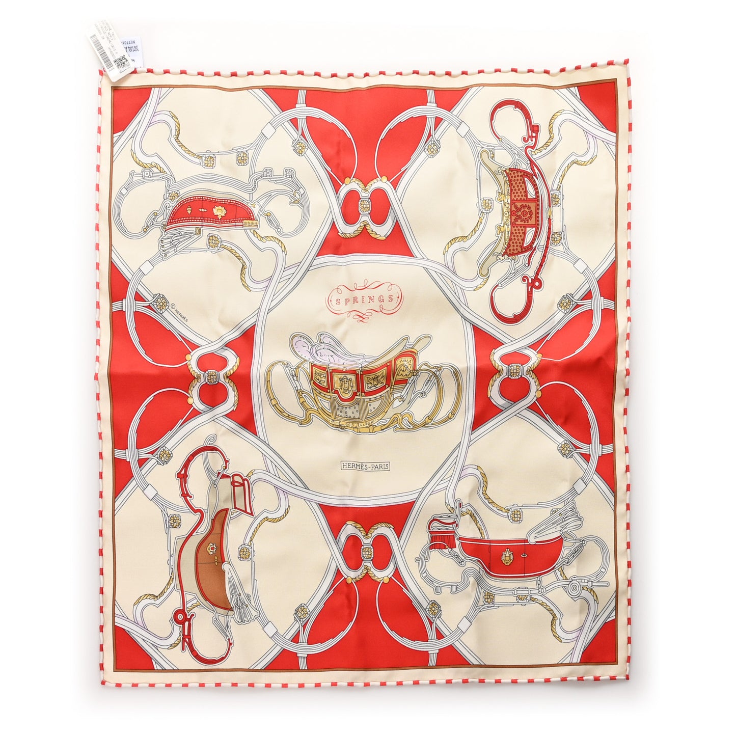 Silk Gavroche Twill Springs Remix Scarf 45 Rouge Creme