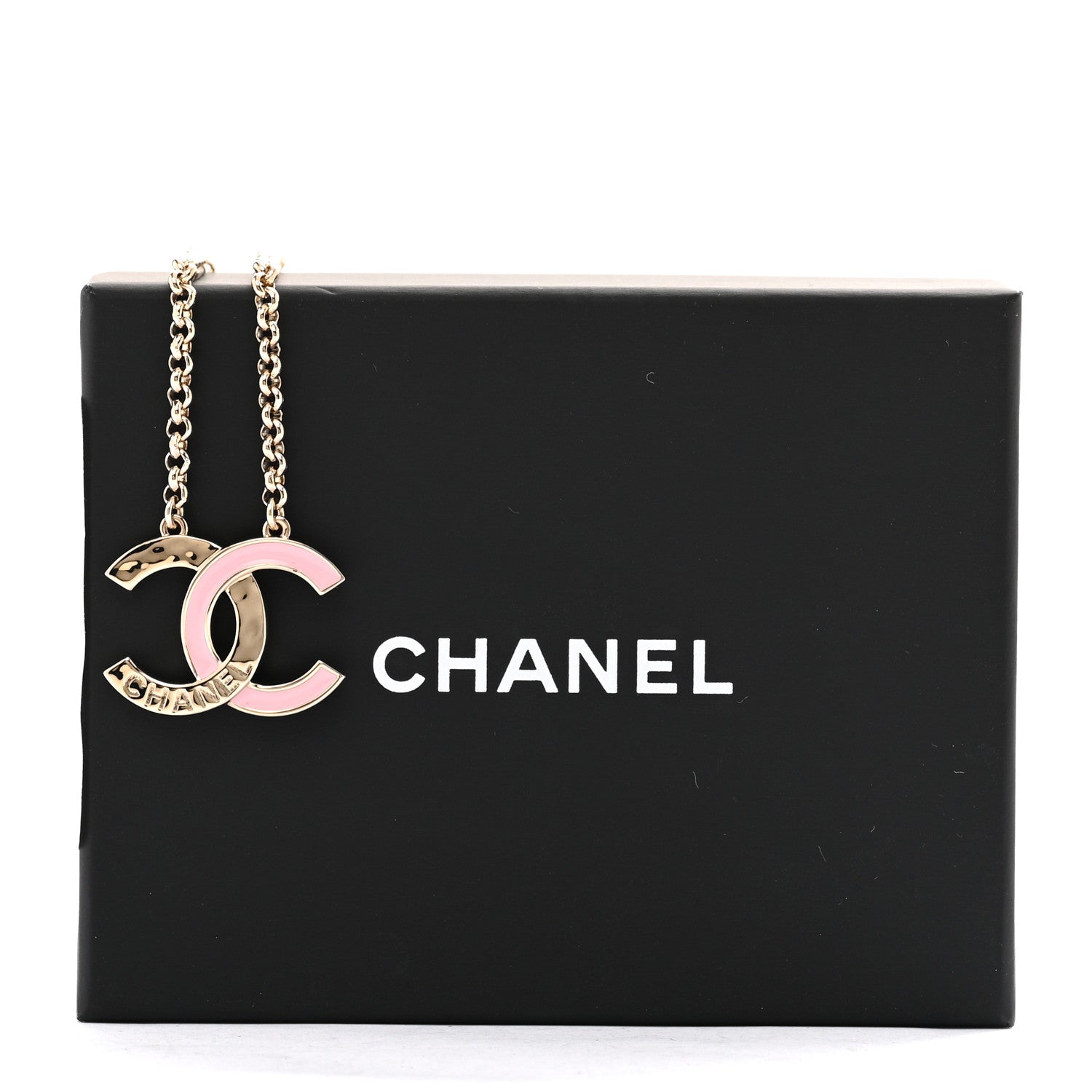 Chanel Metal Enamel CC Pendant Necklace Pink Gold 6 of 6