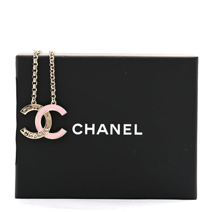 Chanel Metal Enamel CC Pendant Necklace Pink Gold 6 of 6