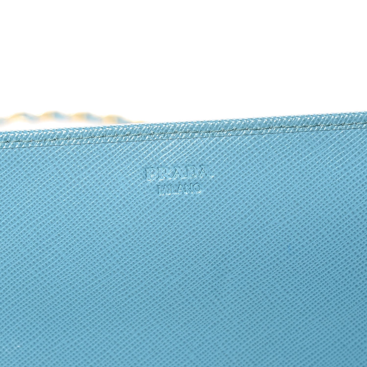 Prada Saffiano Metal Oro Chain Wallet Turchese 6 of 8