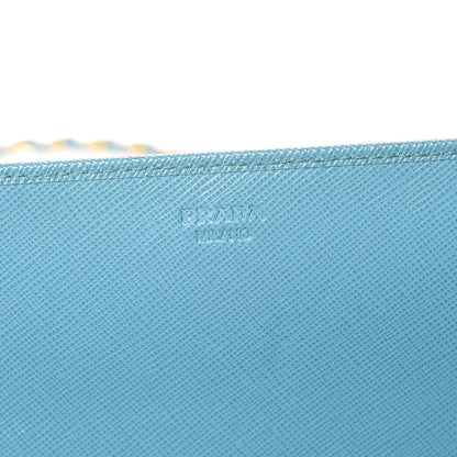 Prada Saffiano Metal Oro Chain Wallet Turchese 6 of 8