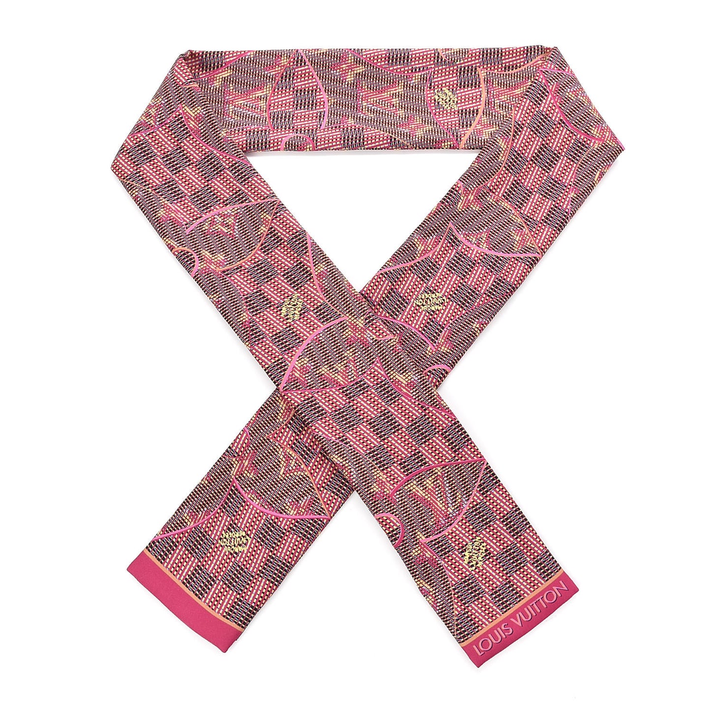 Silk Monogram Damier Pop Print Bandeau Pink
