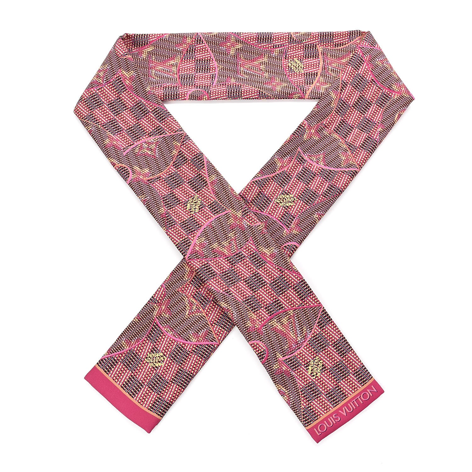 Louis Vuitton Silk Monogram Damier Pop Print Bandeau Pink 1 of 5