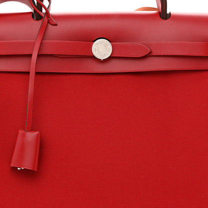 Hermes Military Toile Vache Hunter Herbag Zip PM 31 Rouge Piment 10 of 12