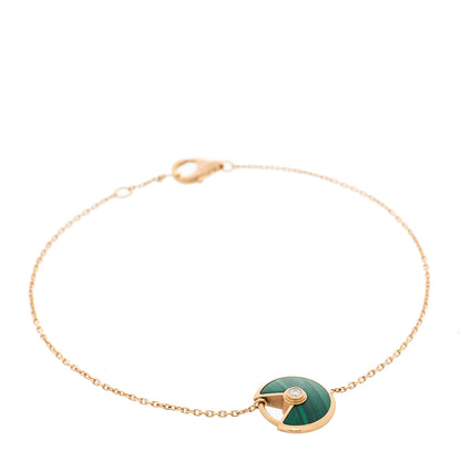 Cartier 18K Pink Gold Diamond Malachite Amulette de Cartier Bracelet 1 of 4