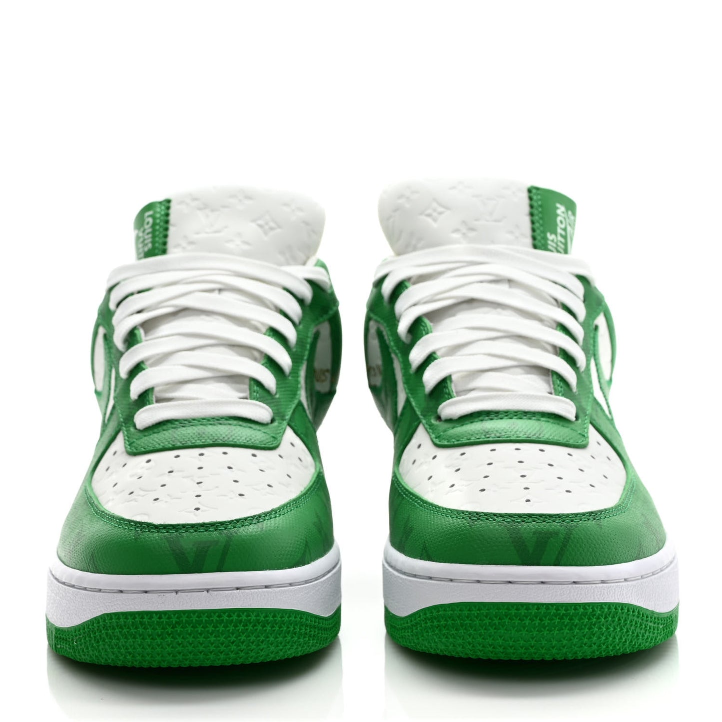 X NIKE AIR FORCE 1 Calfskin Monogram Mens Low Top Sneakers 7 Green
