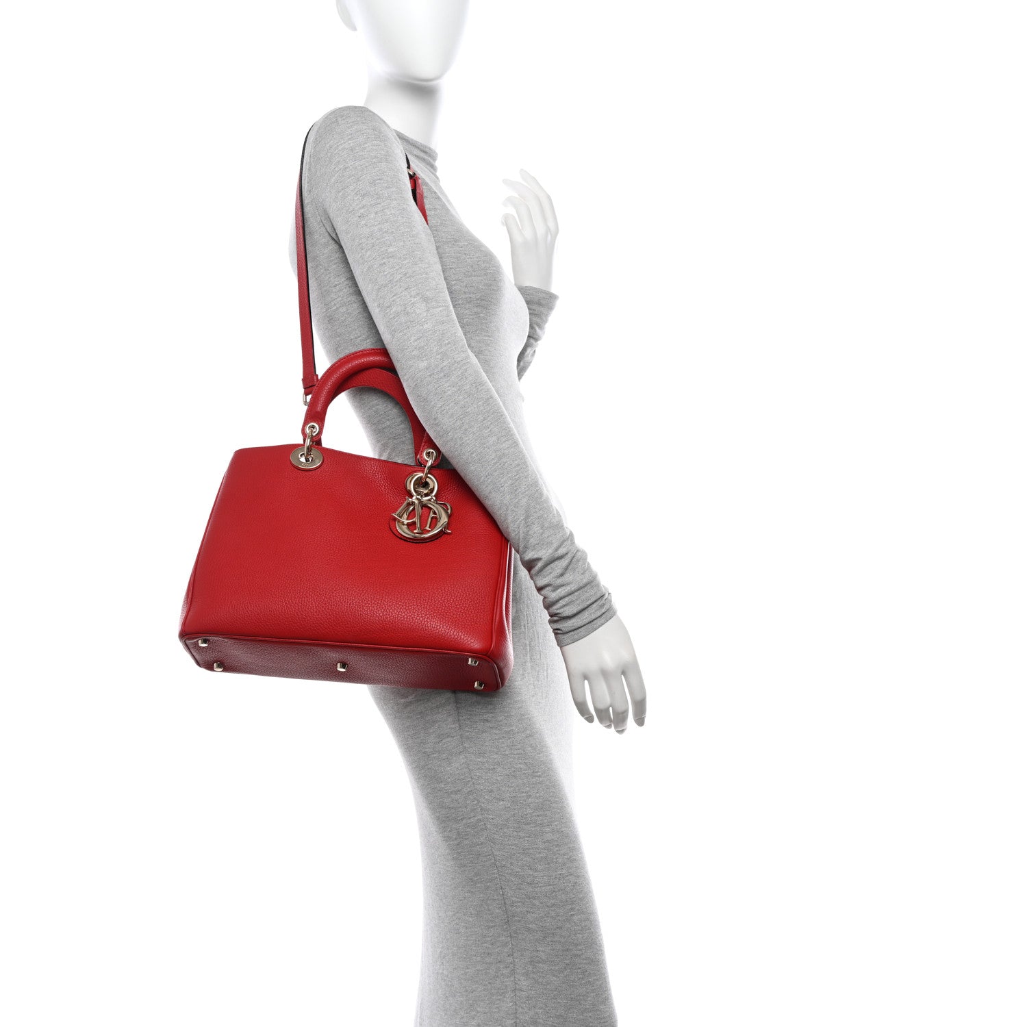 Christian Dior Calfskin Medium Diorissimo Bag Red 2 of 13