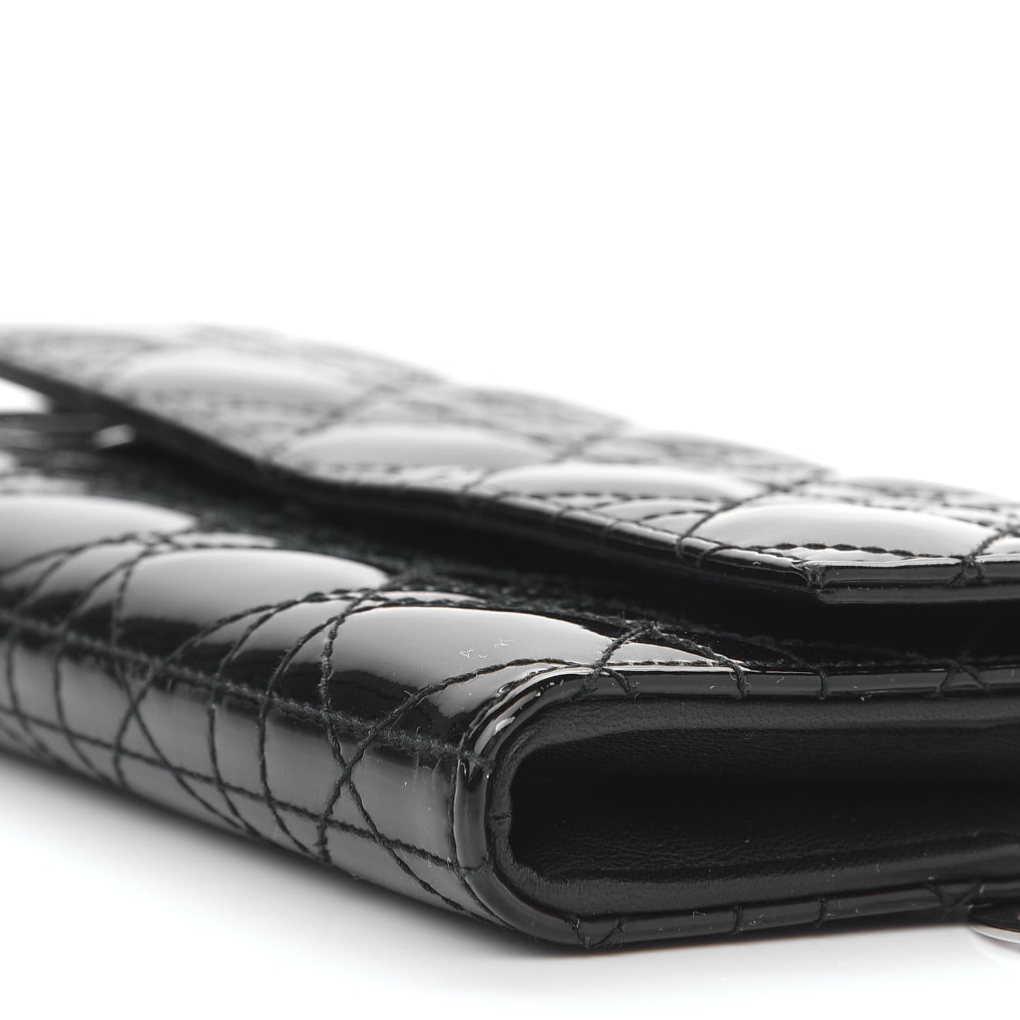 Patent Cannage Lady Dior Rendezvous Wallet On Chain Black