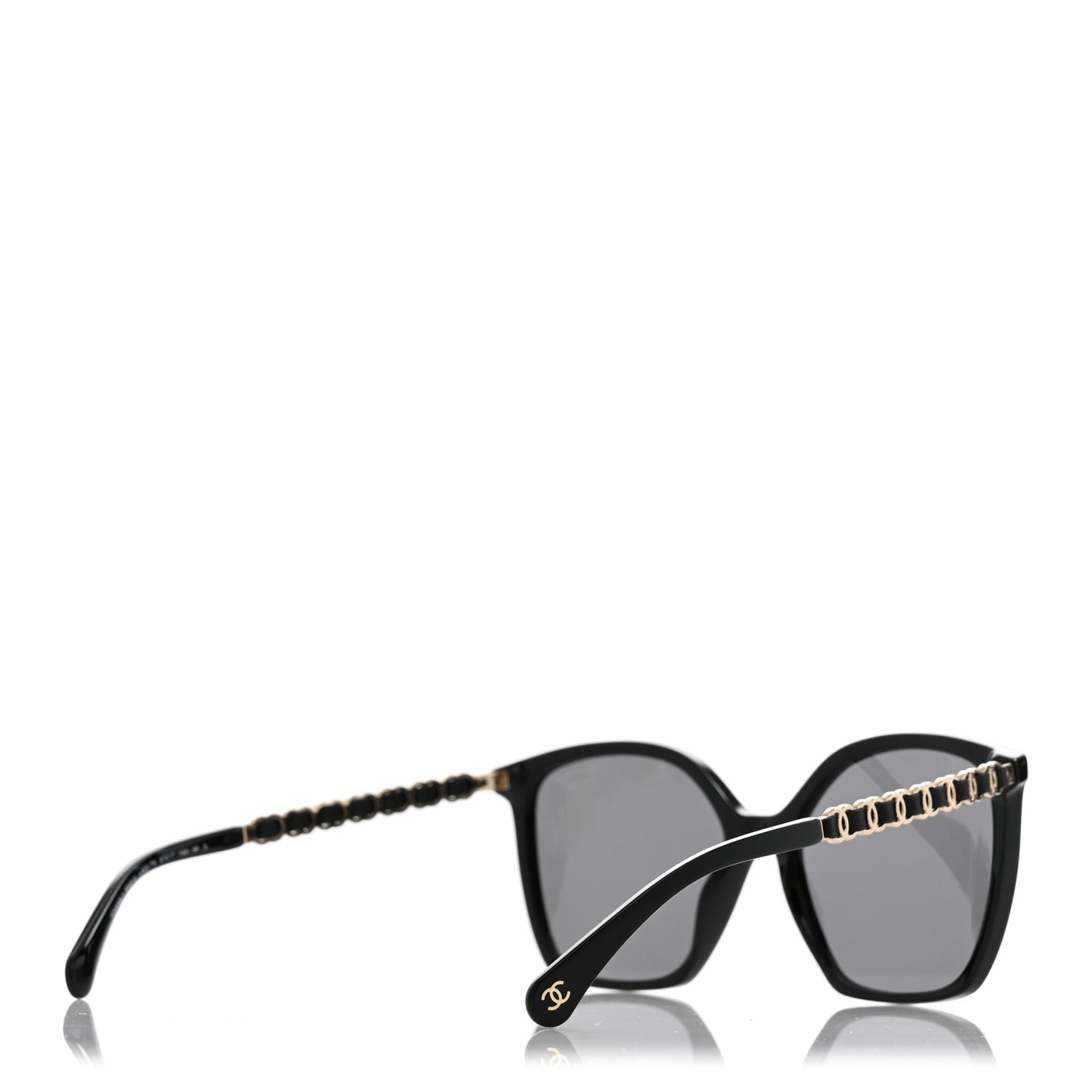 Acetate Calfskin Square Sunglasses 5546-Q Black