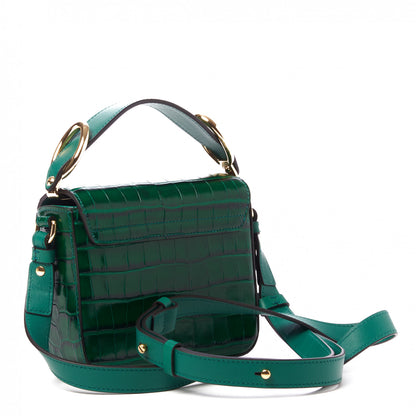Chloe Calfskin Crocodile Embossed Mini C Double Carry Woodsy Green 3 of 9
