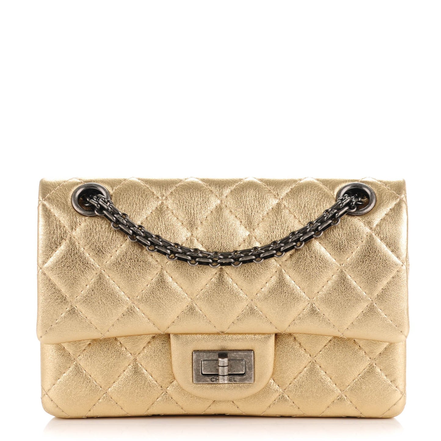 Metallic Lambskin Quilted 2.55 Reissue 224 Flap Gold
