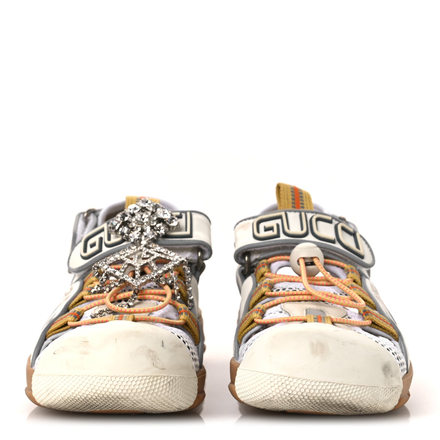 Mesh Fabric Tinsel Sport Sandals 36 White Silver