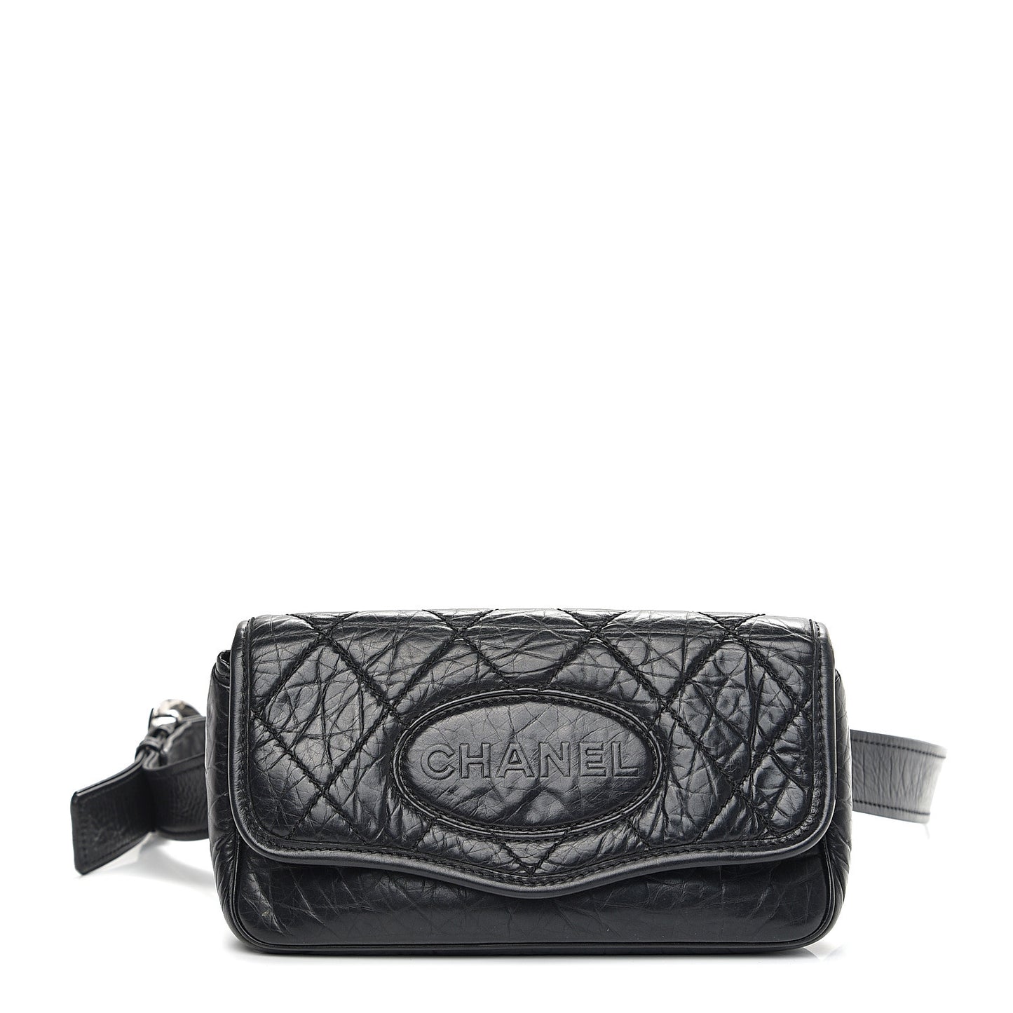 Distressed Lambskin Messenger Flap Bag Black