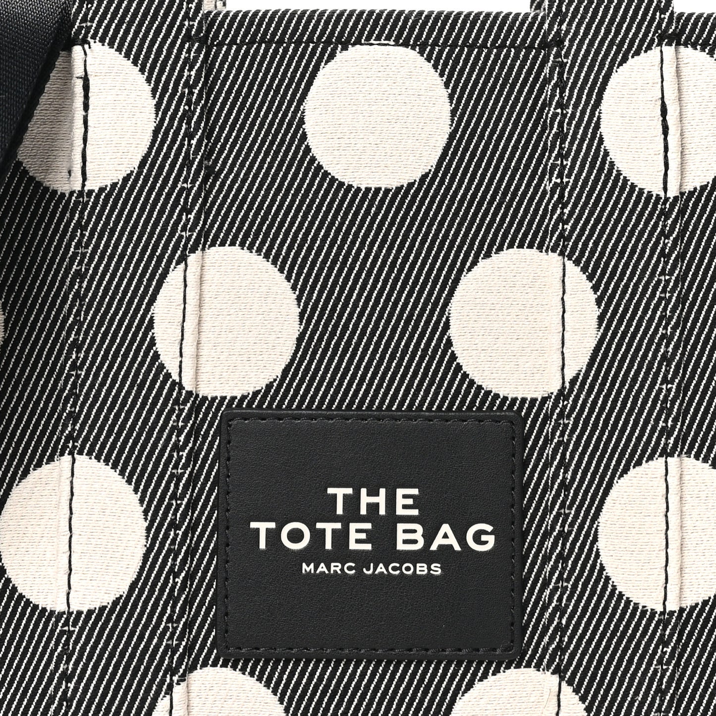 Cotton Canvas Polka Dot Small The Jacquard Tote Bag Black Ivory