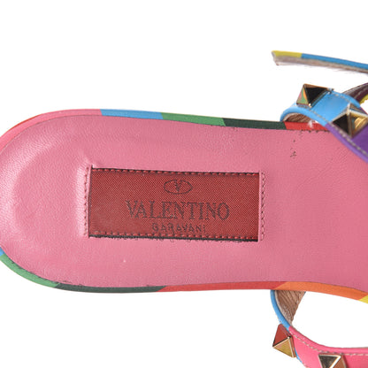 Valentino Garavani Calfskin 1973 Rockstud Ankle Wrap Flat Thong Sandals 38 Multicolor 6 of 8