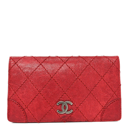 Chanel Distressed Caviar Stitched Outdoor Yen Wallet Bordeaux Clair 1 of 13