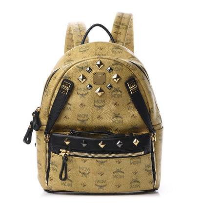 MCM Metallic Visetos Studded Small Dual Stark Backpack Gold 1 of 11