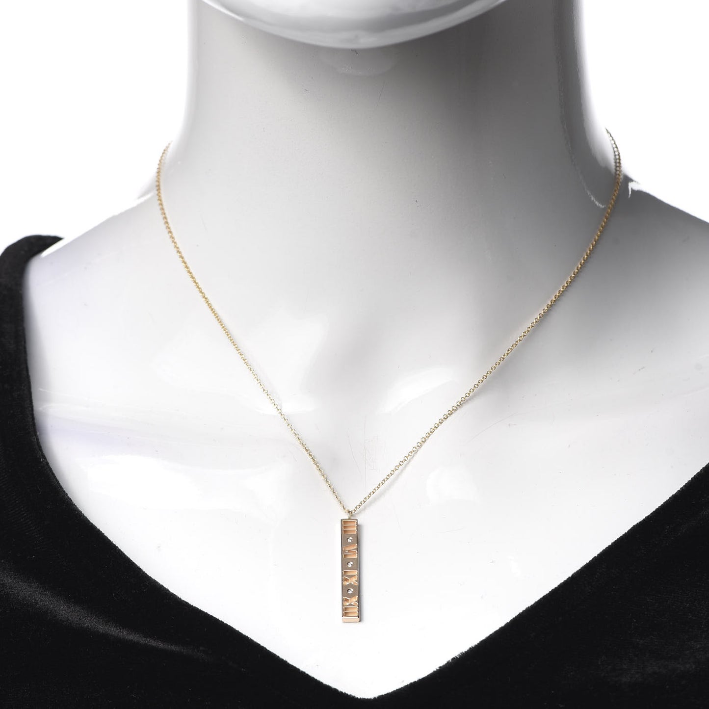 18K Rose Gold Diamond Atlas Bar Pendant Necklace