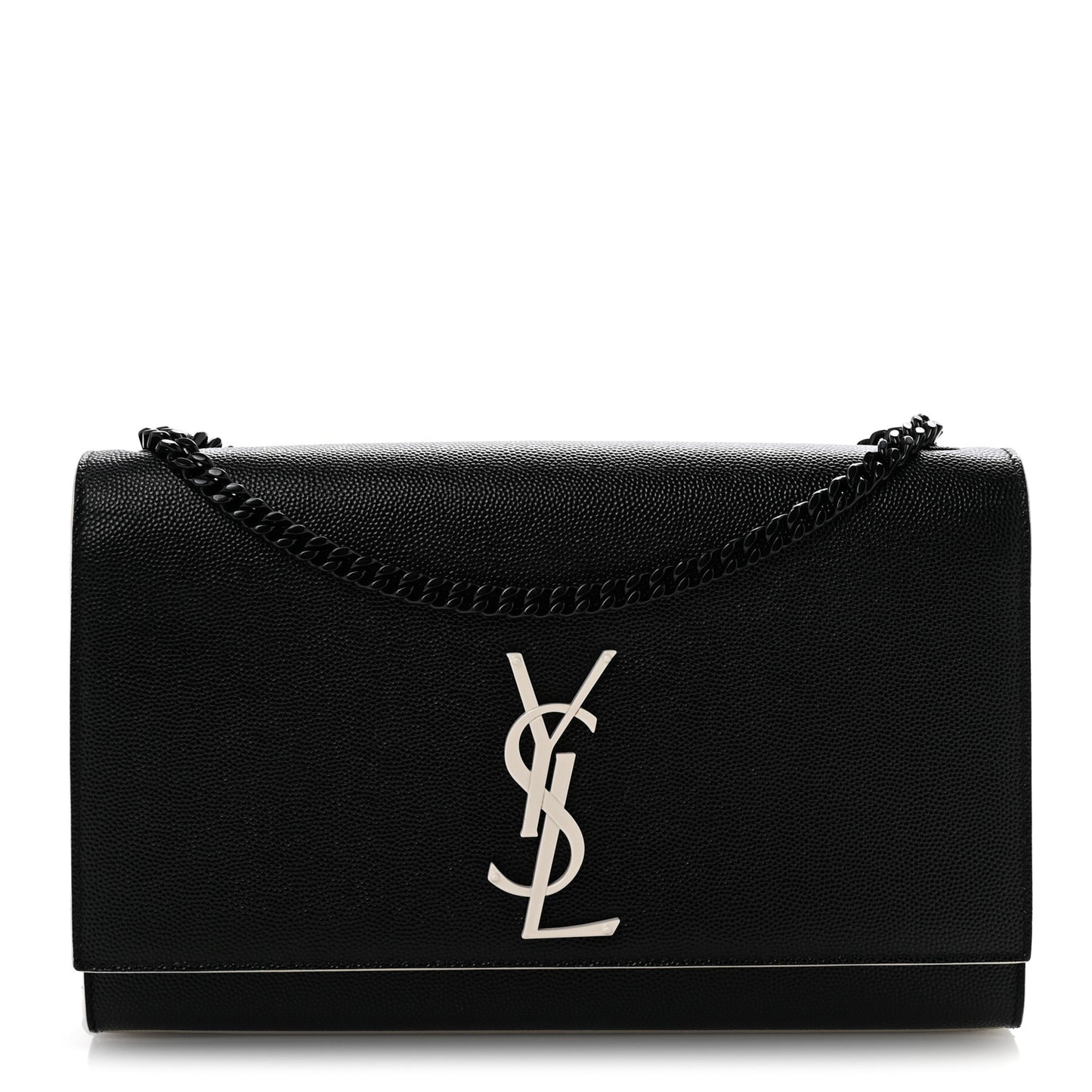 Grain De Poudre Medium Classic Monogram Kate Satchel Black White