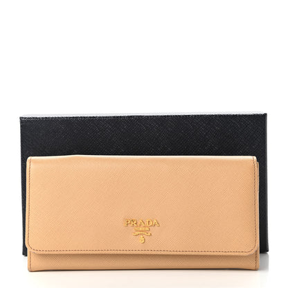 Prada Saffiano Metal Continental Flap Wallet Noisette 10 of 10