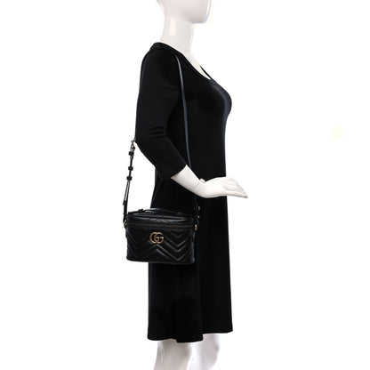 Gucci Calfskin Matelasse Small GG Marmont Vanity Cosmetic Case Black 2 of 9