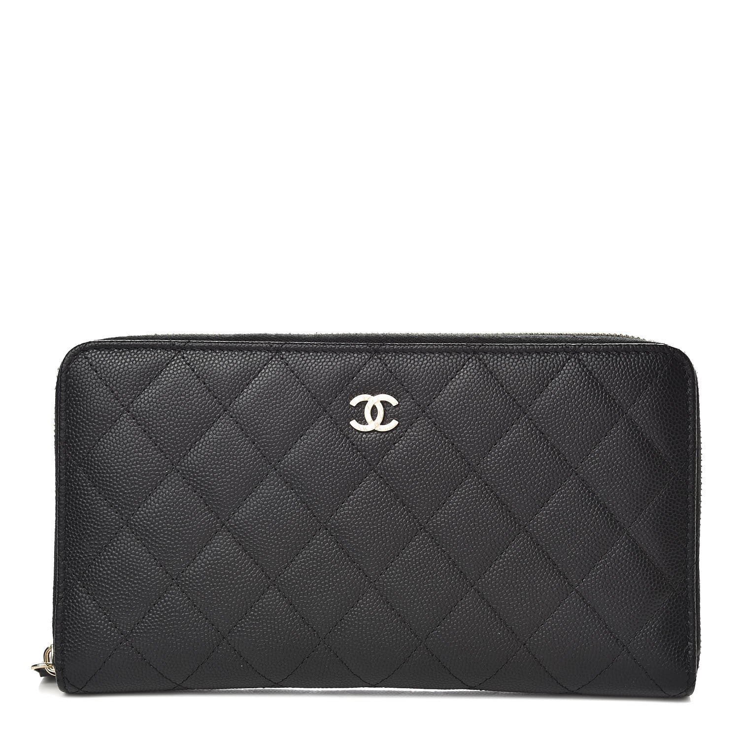 Chanel Caviar Quilted Large Zip Around Organizer Wallet Black 1 of 12