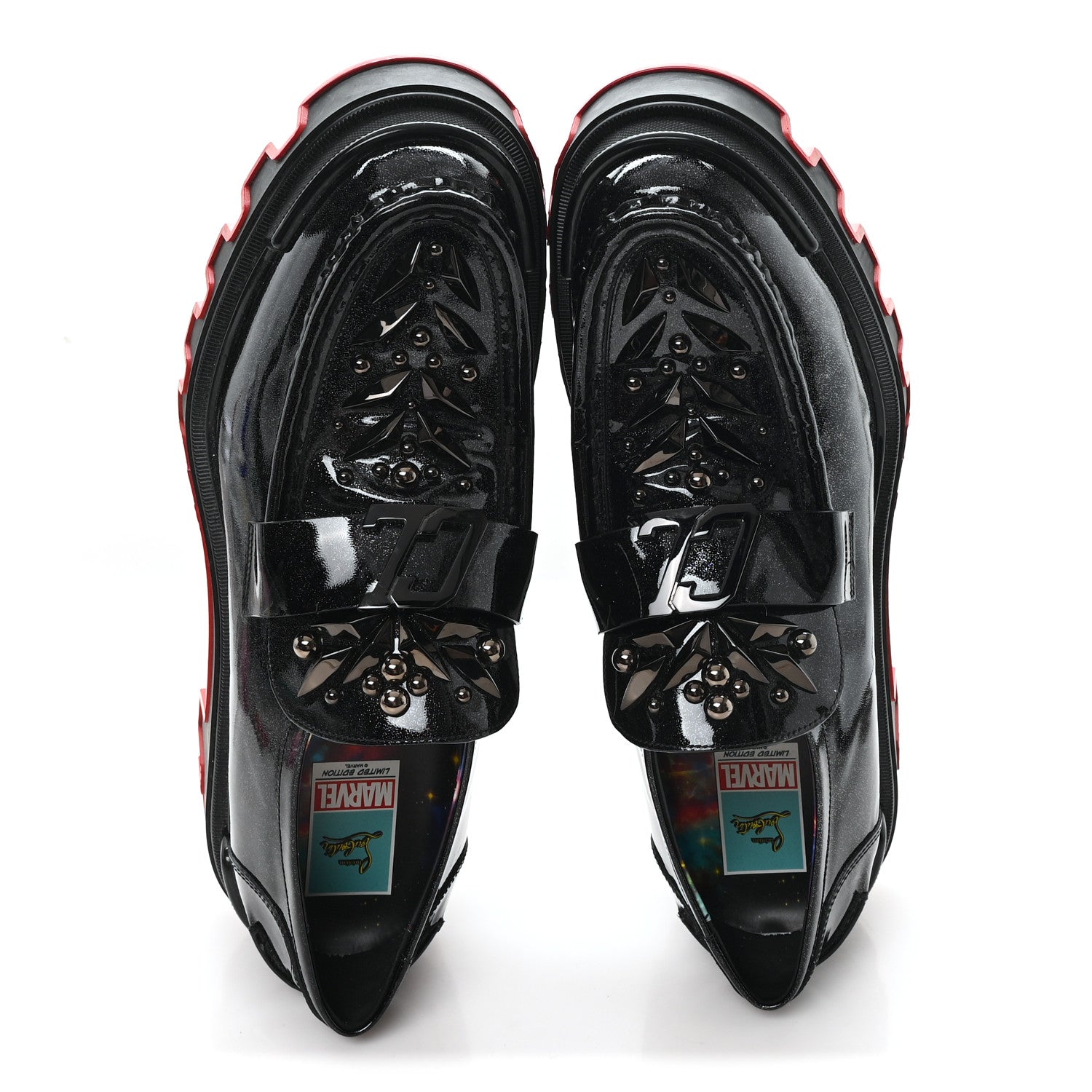 Christian Louboutin X Marvel Patent Calfskin The Amazing Loubi Loafers 46 Black Cosmos 2 of 8