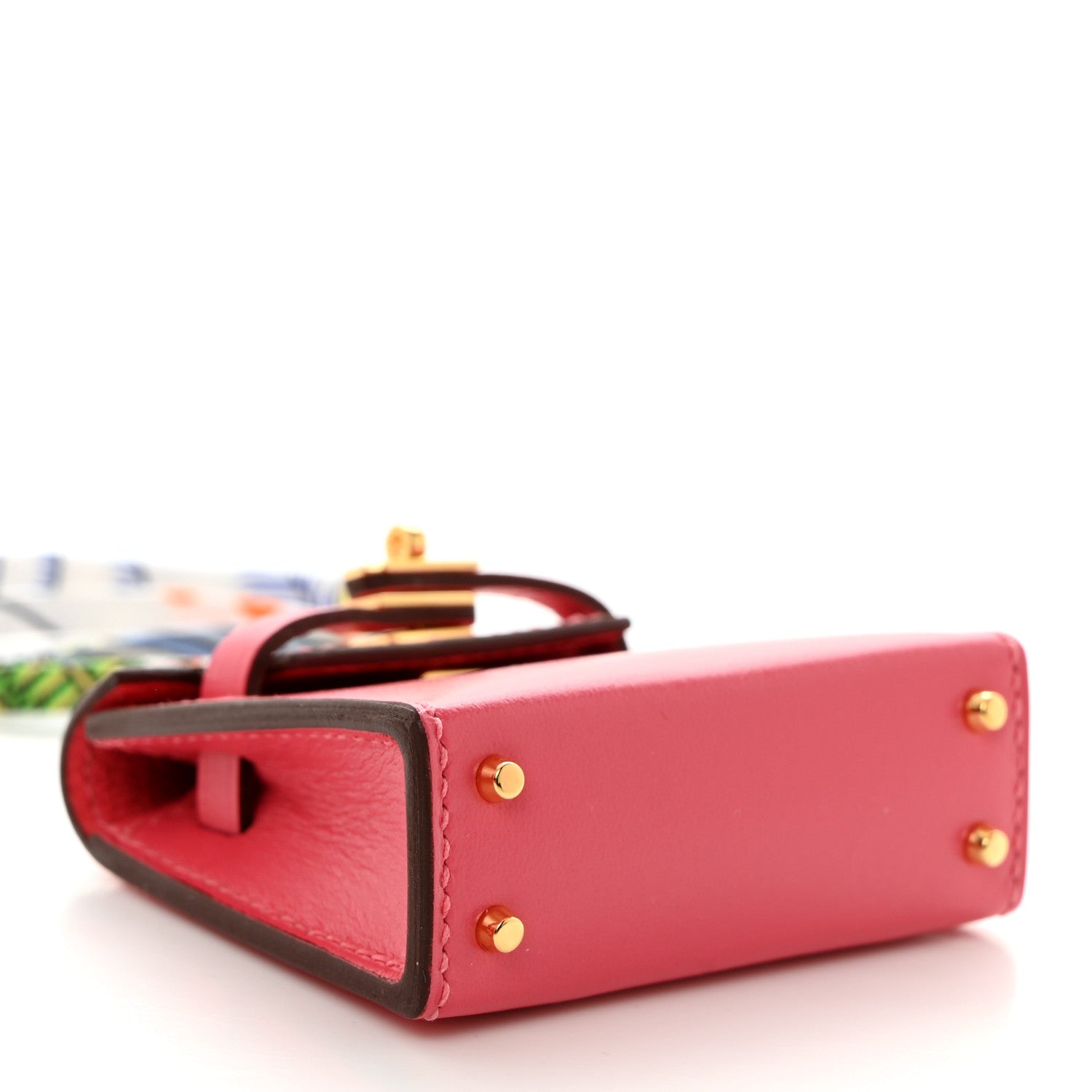 Hermes Tadelakt Mini Kelly Twilly Bag Charm Rose Lipstick 3 of 10