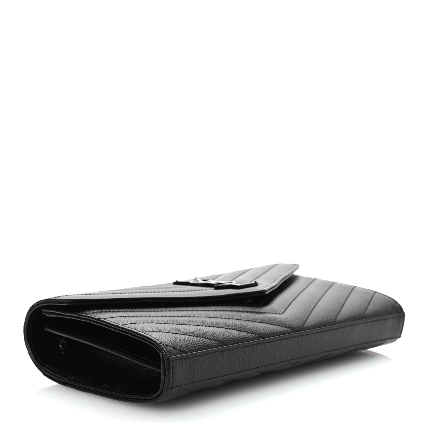 Grain De Poudre Matelasse Chevron Monogram Monochrome Chain Wallet Black