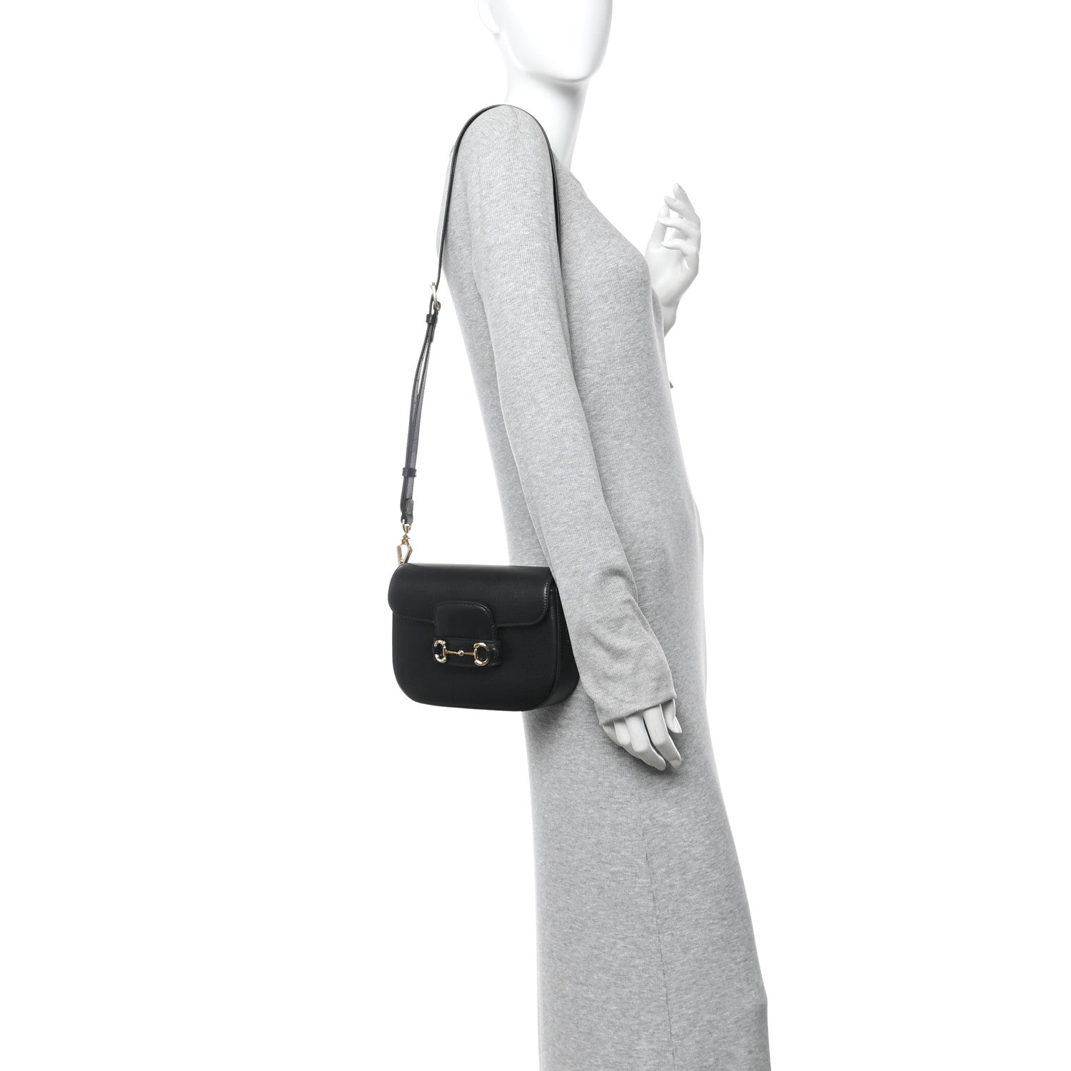 Gucci Azalea Calfskin Web Mini Horsebit 1955 Shoulder Bag Black 2 of 9
