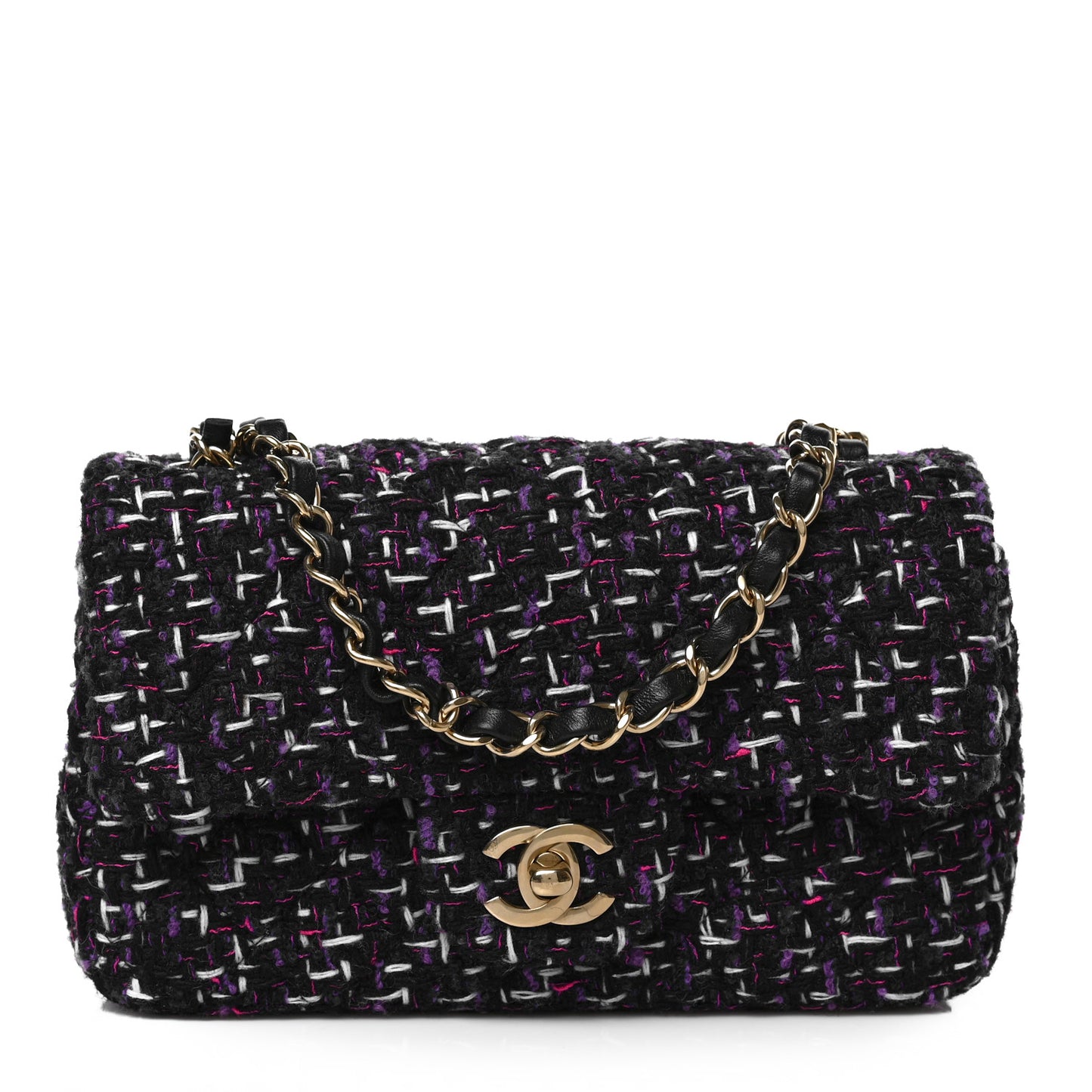 Tweed Quilted Mini Rectangular Flap Blue Purple Khaki Pink