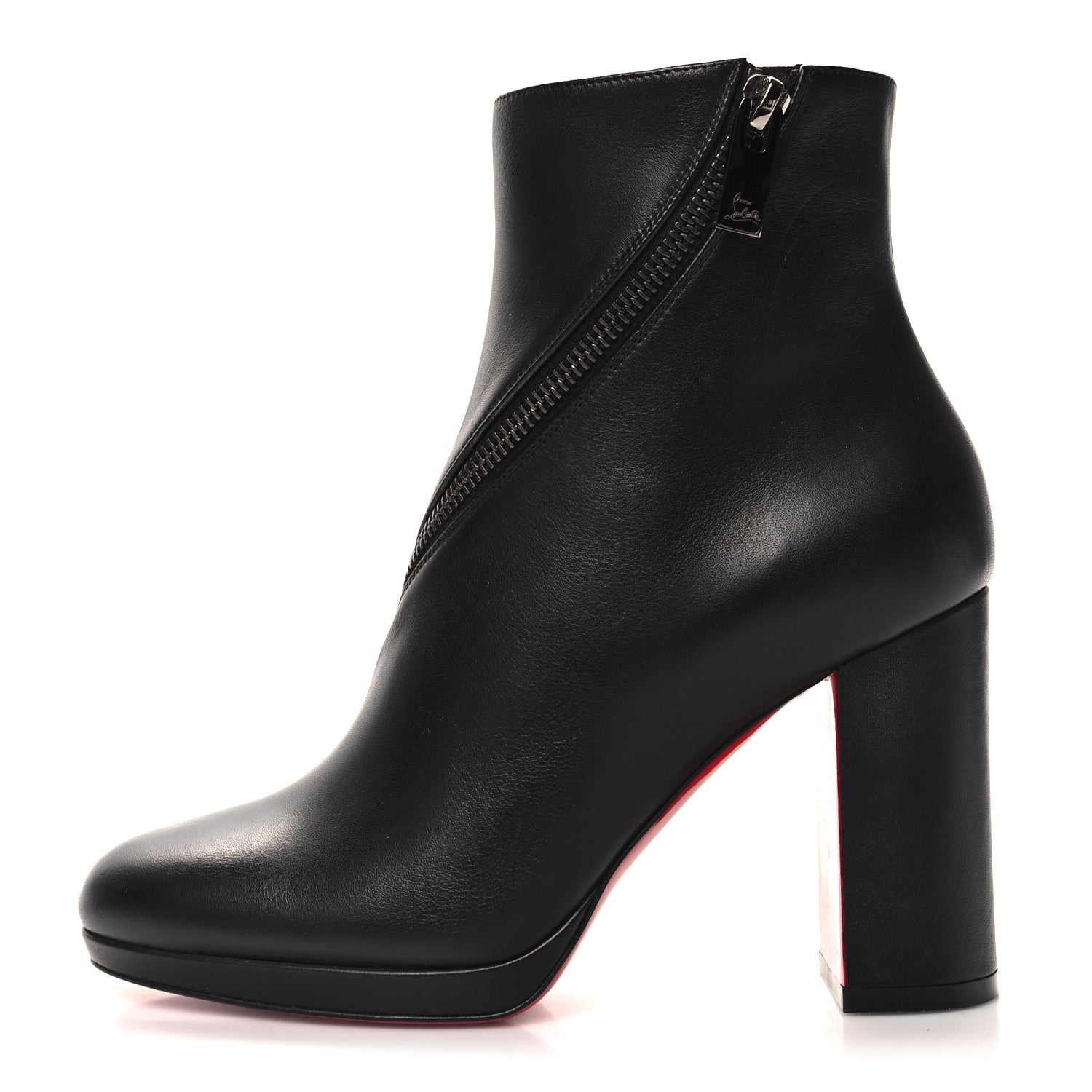 Christian Louboutin Calfskin Birgitta 100 Zip Around Ankle Boots 35 Black 1 of 7