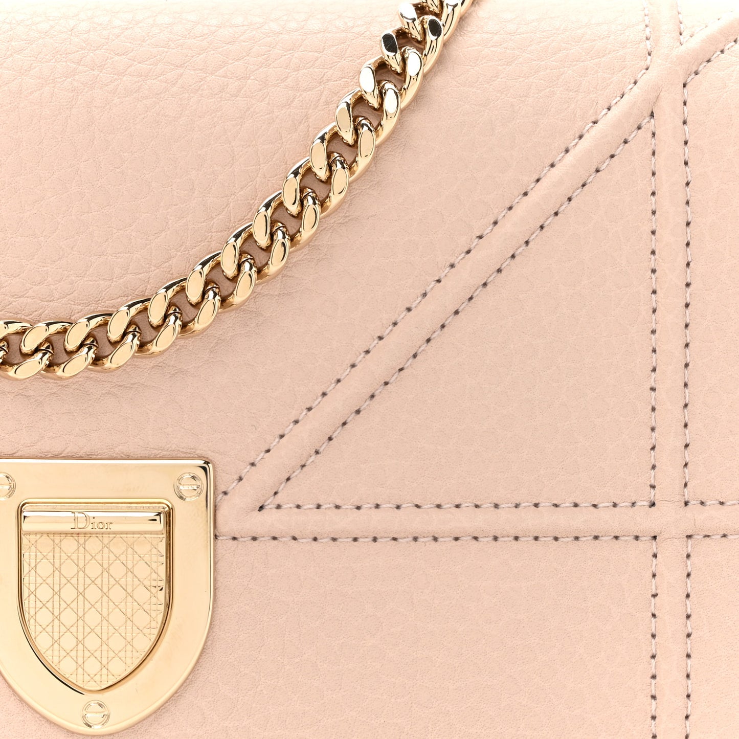 Grained Calfskin Diorama Croisiere Chain Wallet Rose Poudre