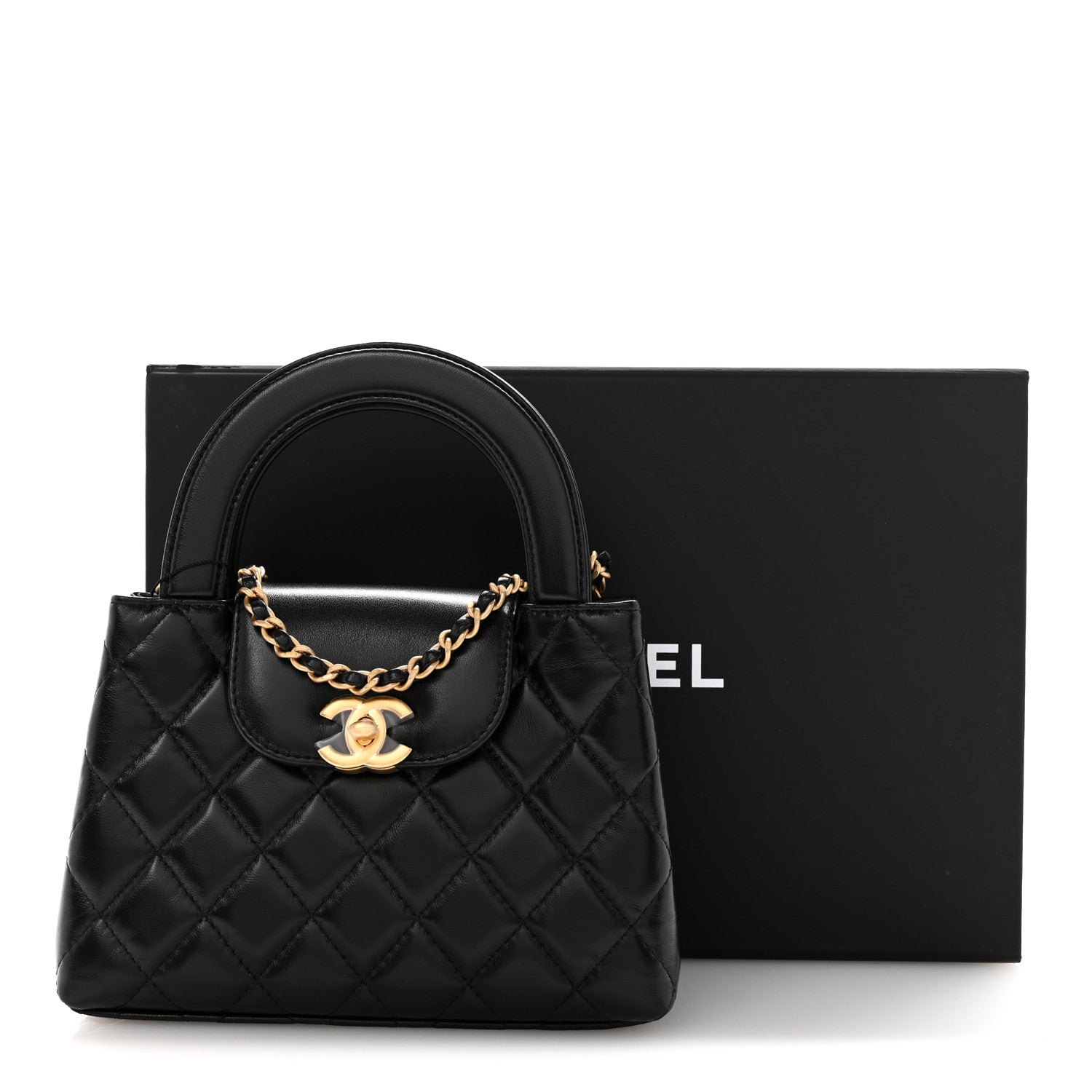 Chanel Shiny Aged Calfskin Quilted Nano Kelly Shopper Black 11 of 11